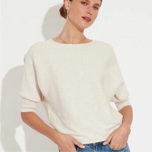 The Reset R Label Dolman Sleeve Ribbed Sweater Top S/M Ivory